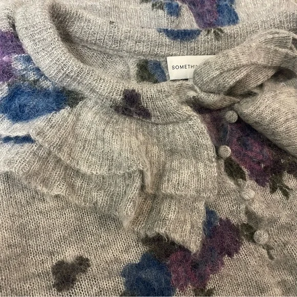 Something Navy Floral Ruffle Sweater - Picture 8 of 9